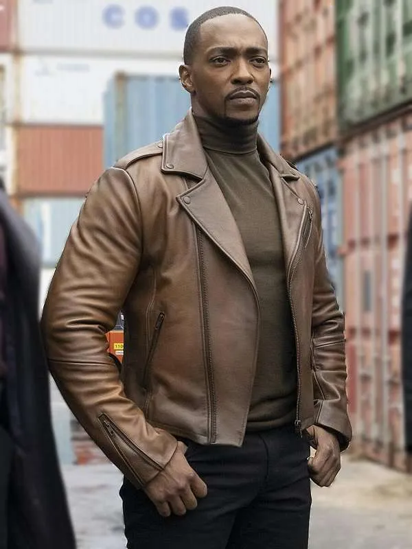 Anthony Mackie The Falcon and the Winter Soldier Sam Wilson Leather Jacket