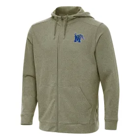 Antigua Memphis Tigers Heather Olive Effortless Full-Zip Hoodie Jacket