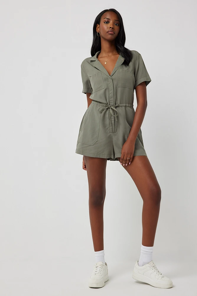 Ardene Ardene Collared Romper in Khaki | Size