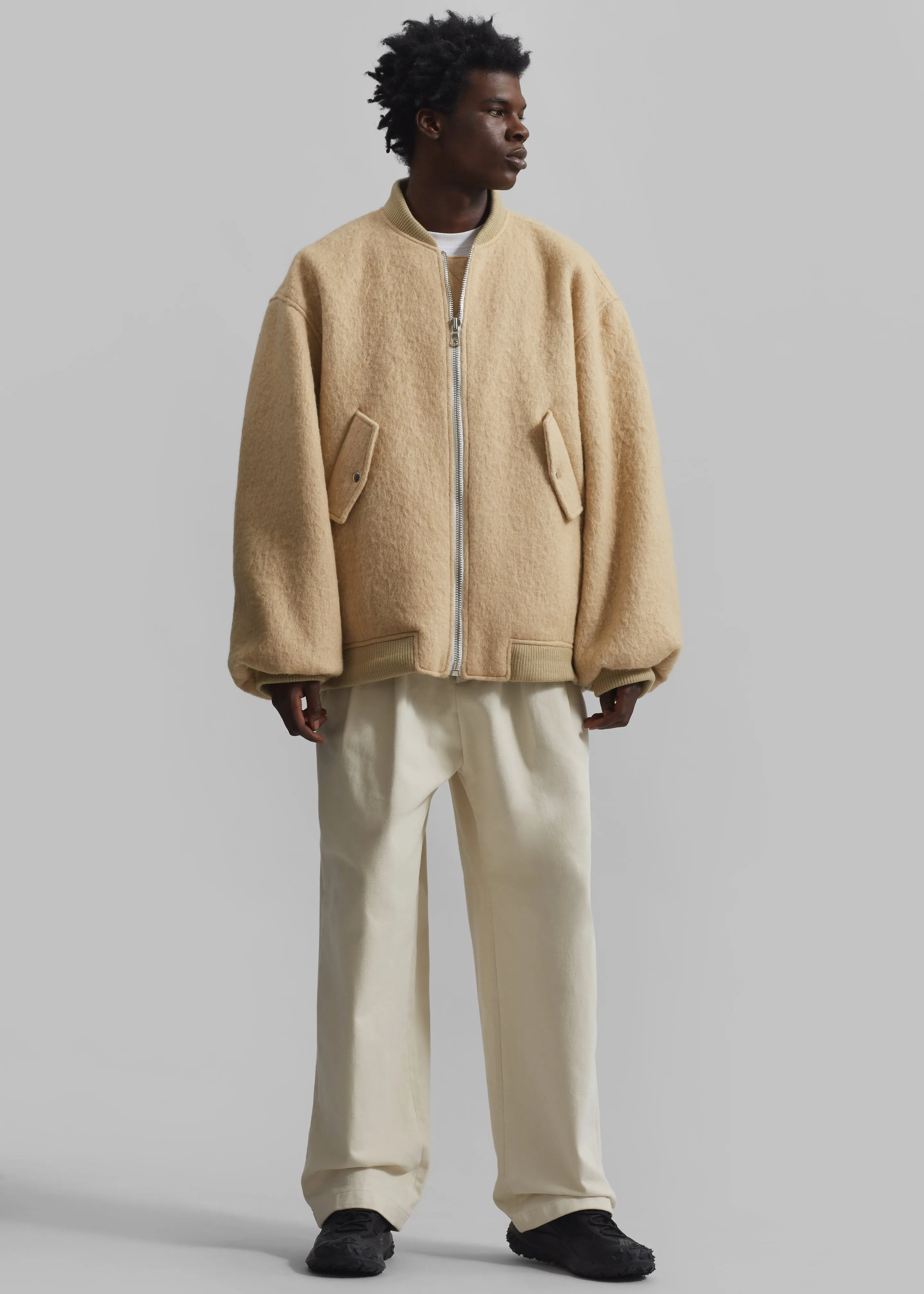 Astra Wool Bomber Jacket - Pale Yellow