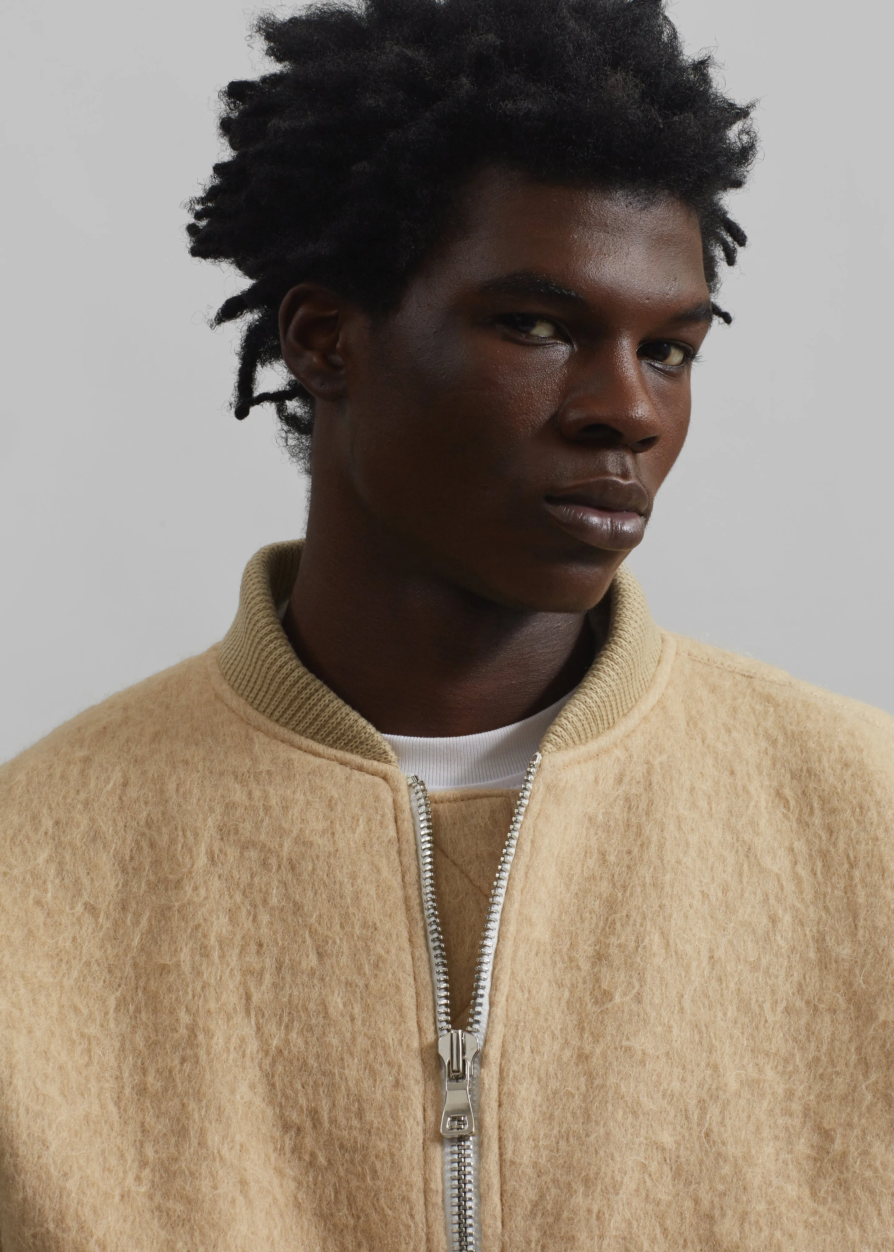 Astra Wool Bomber Jacket - Pale Yellow