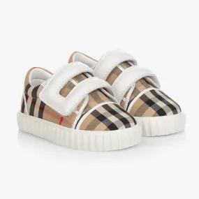 Baby Beige Check Trainers