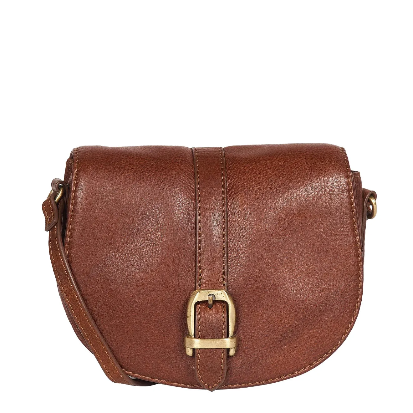 Barbour Womens Laire Leather Saddle Bag Brown