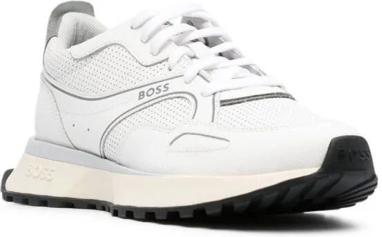 BOSS lace-up leather sneakers White