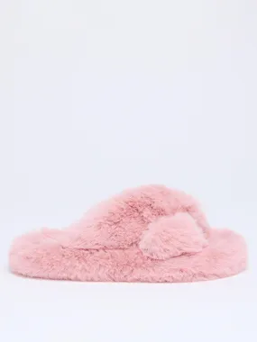 Boux Avenue Ridge Sole Cross Band Slipper - Dusky Pink