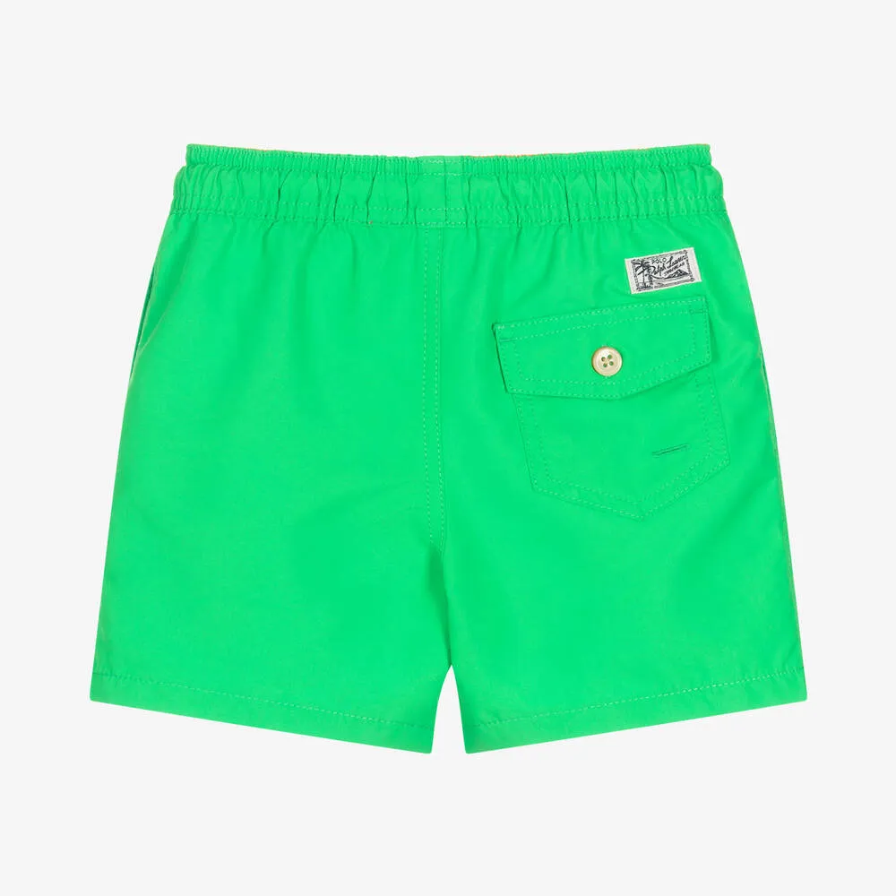 Boys Green Polo Bear Swim Shorts