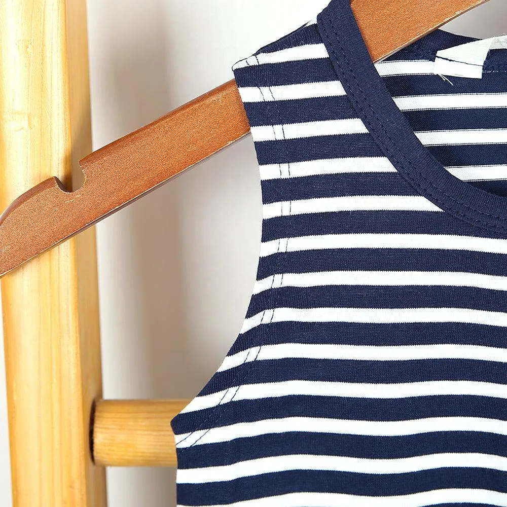 Boy's Imported Navy Strips Soft Cotton Vest (HM-15034)