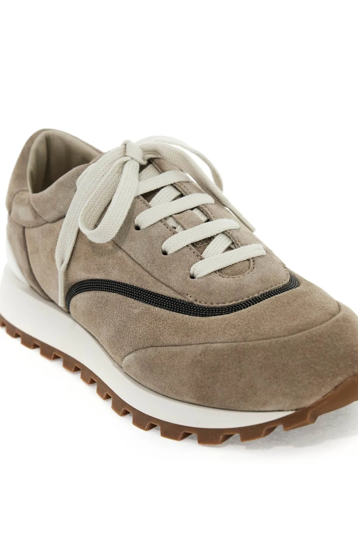 Brunello Cucinelli    Brunello Cucinelli Wool Sneakers With Precious Stripe Design