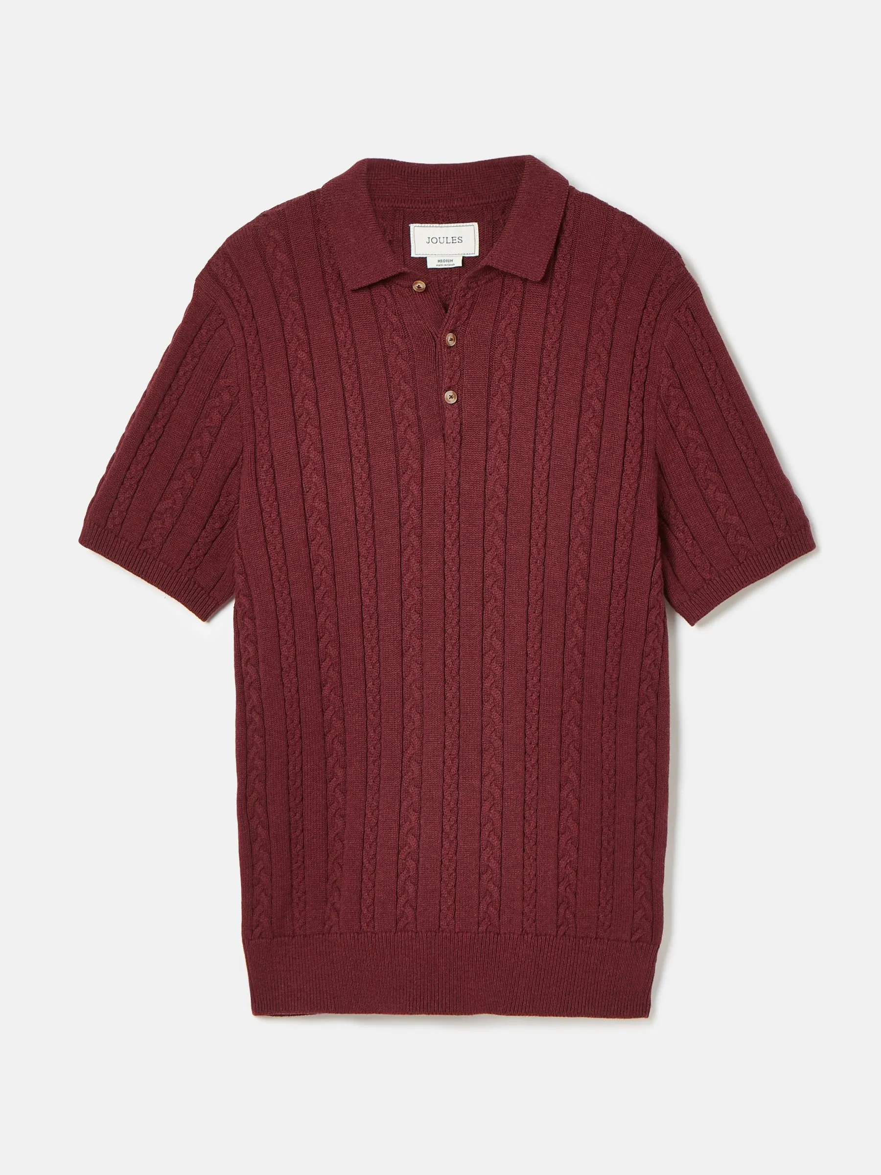 Burgundy Red Cable Knitted Polo Shirt