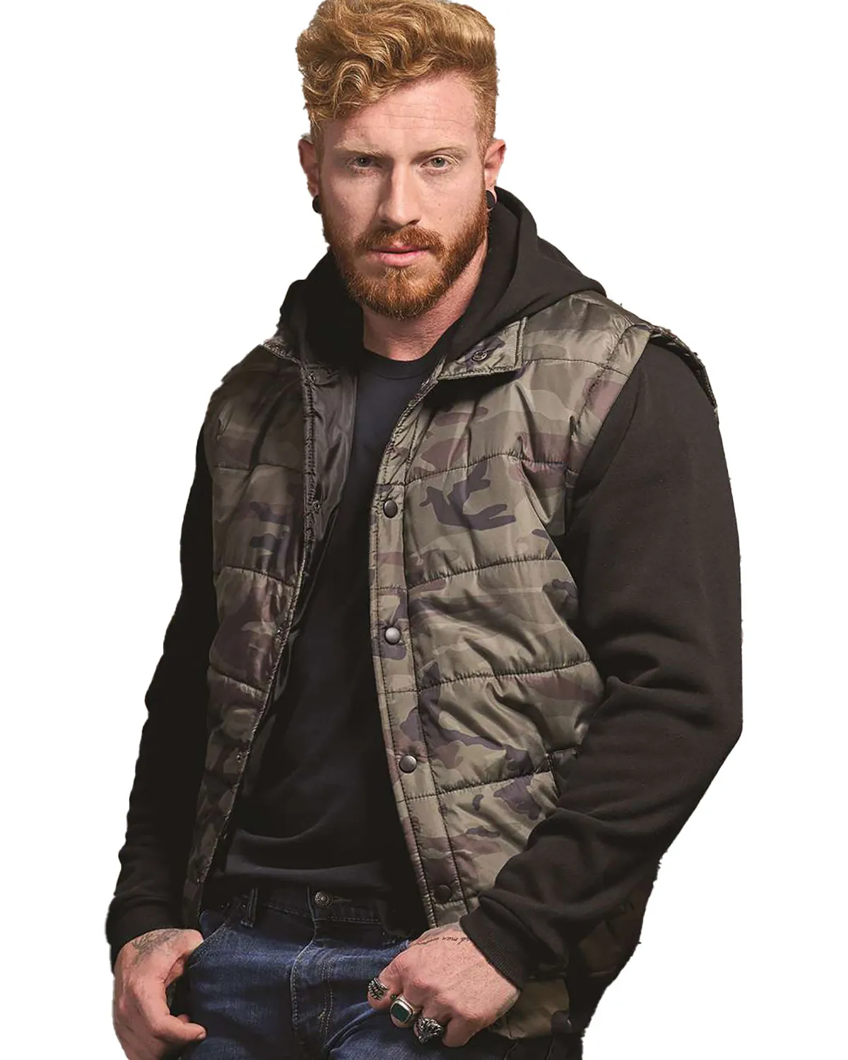 Burnside 8701 Men Nylon Vest with Fleece Sleeves