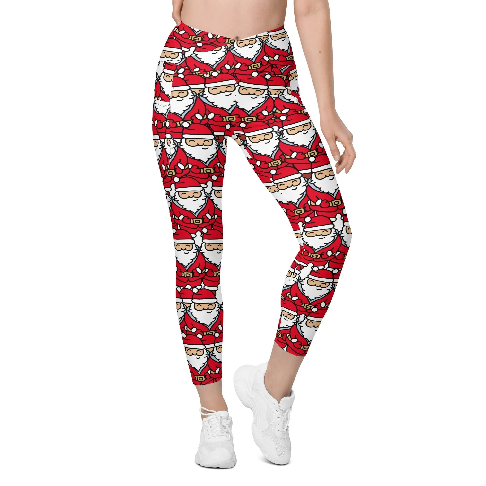 Cartoon Santa Crossover Leggings With Pockets