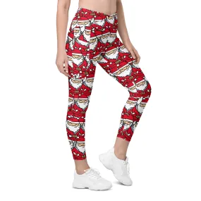 Cartoon Santa Crossover Leggings With Pockets