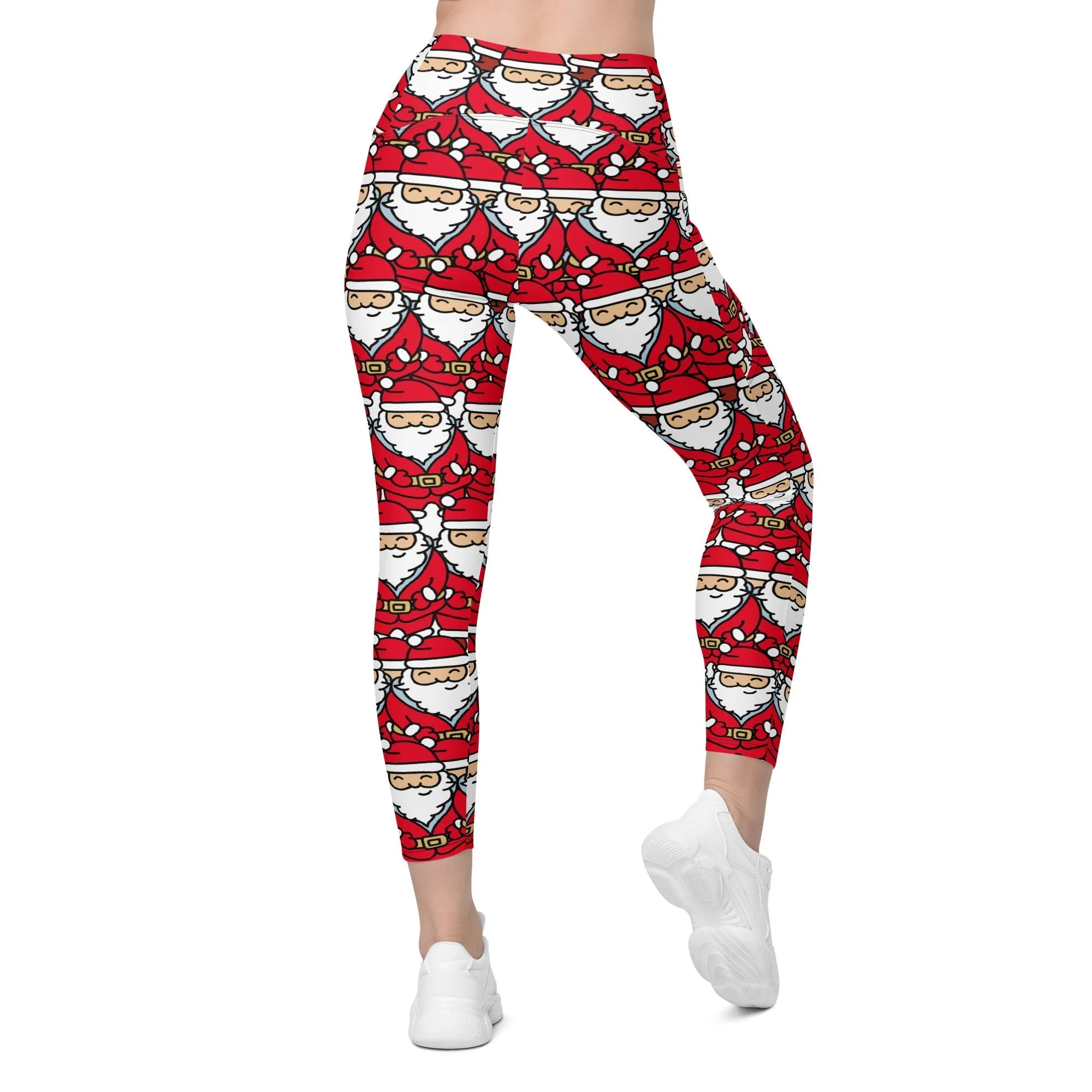 Cartoon Santa Crossover Leggings With Pockets