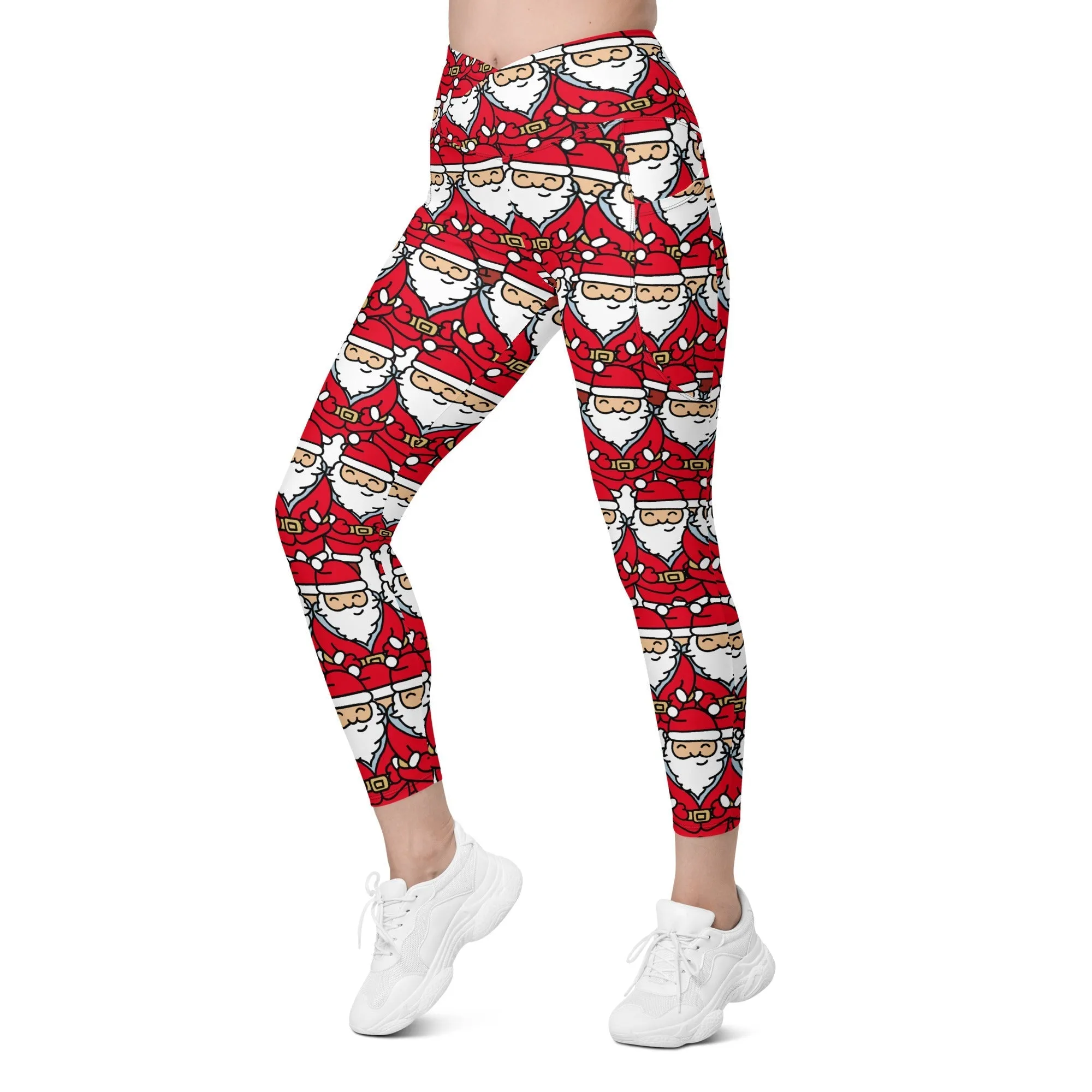 Cartoon Santa Crossover Leggings With Pockets