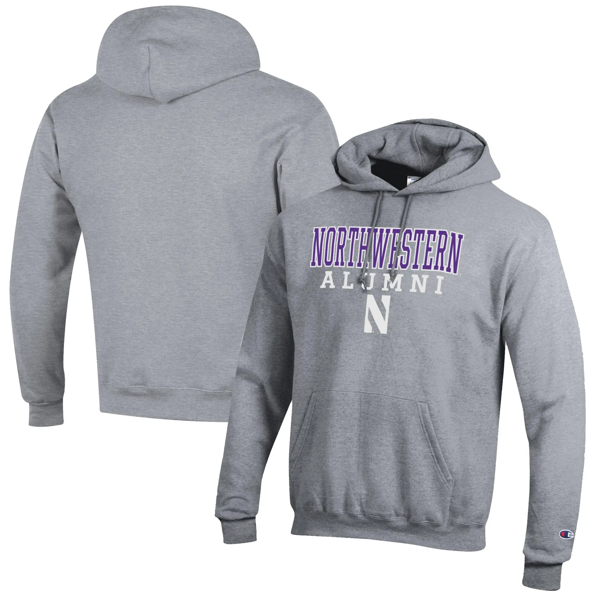 Champion  Northwestern Wildcats Gray Alumni Logo Stack Pullover Hoodie