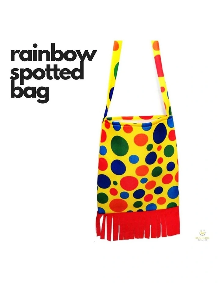 Clown Bag in Rainbow Spots