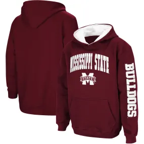 Colosseum Mississippi State Bulldogs Youth Maroon 2-Hit Team Pullover Hoodie