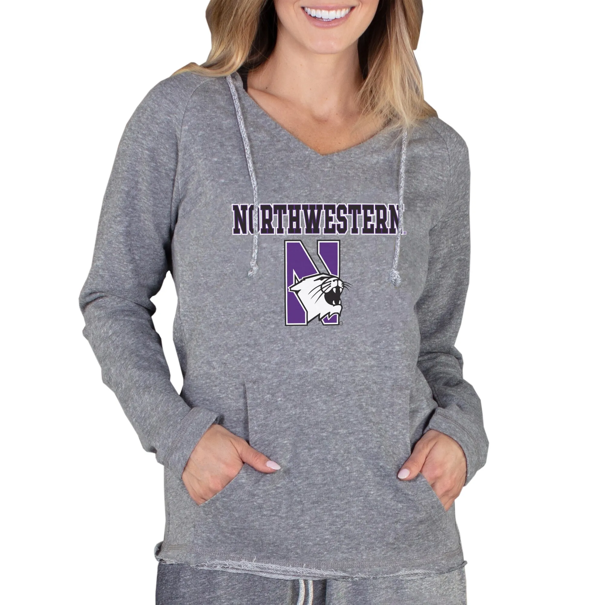 Concepts Sport Northwestern Wildcats Women's Gray Mainstream Lightweight Terry Pullover Hoodie