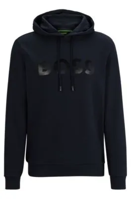 Cotton-piqué relaxed-fit hoodie with logo artwork