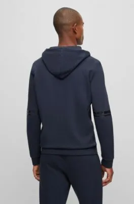 Cotton-piqué zip-up hoodie with logo detail