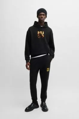 Cotton-terry regular-fit hoodie with stacked logo