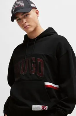 Cotton-terry relaxed-fit hoodie with sporty logo