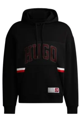 Cotton-terry relaxed-fit hoodie with sporty logo