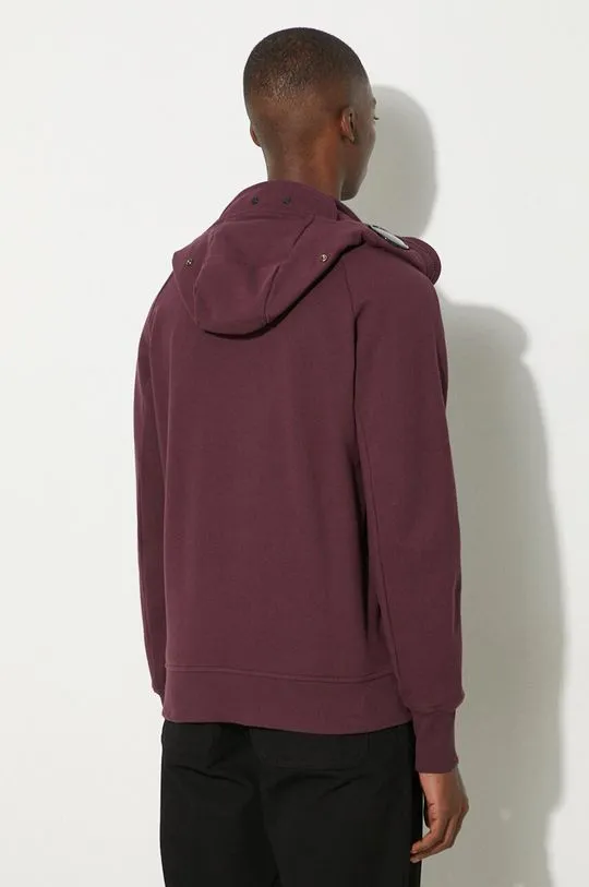 C.P. Company cotton sweatshirt Diagonal Raised Fleece Goggle Zipped men's violet color hooded smooth 17CMSS141A005086W