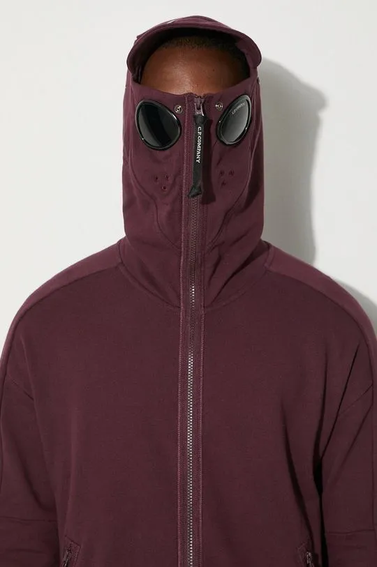 C.P. Company cotton sweatshirt Diagonal Raised Fleece Goggle Zipped men's violet color hooded smooth 17CMSS141A005086W