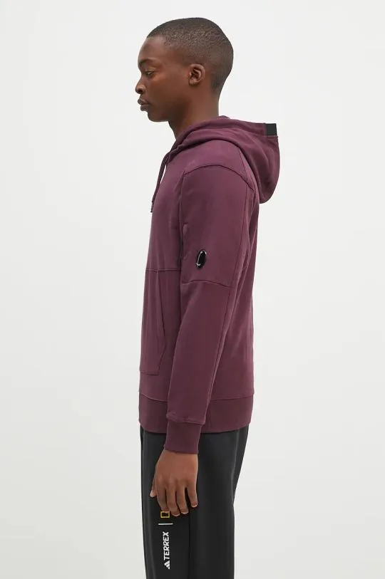 C.P. Company cotton sweatshirt Diagonal Raised Fleece Lens Hooded Sweatshirt men's violet color hooded smooth 17CMSS024A005