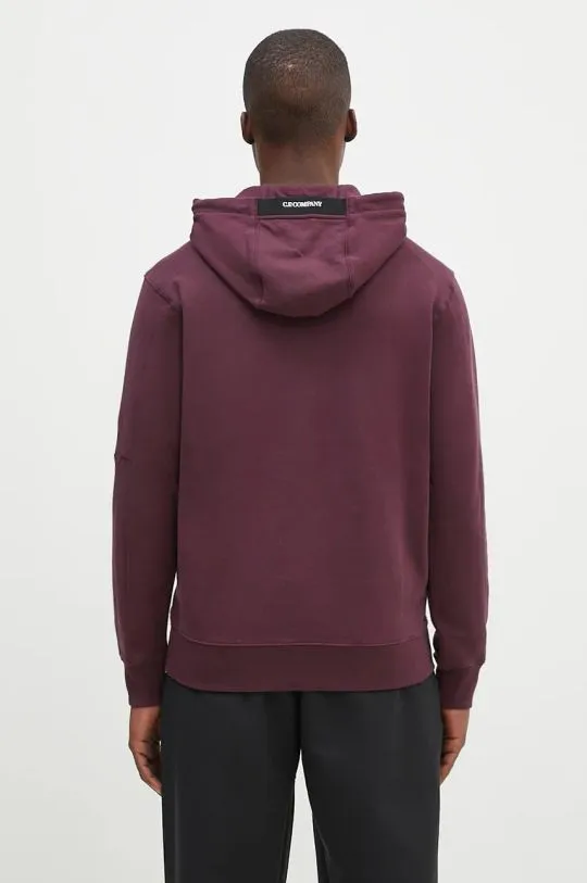 C.P. Company cotton sweatshirt Diagonal Raised Fleece Lens Hooded Sweatshirt men's violet color hooded smooth 17CMSS024A005