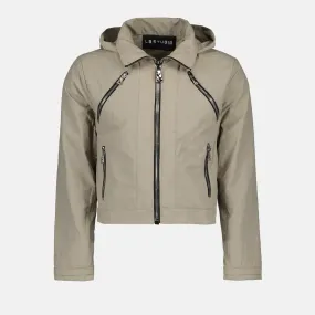 Cropped Beige Nylon Jacket