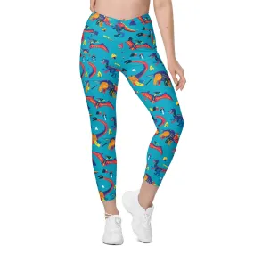 Cute Dinosaur Crossover Leggings With Pockets