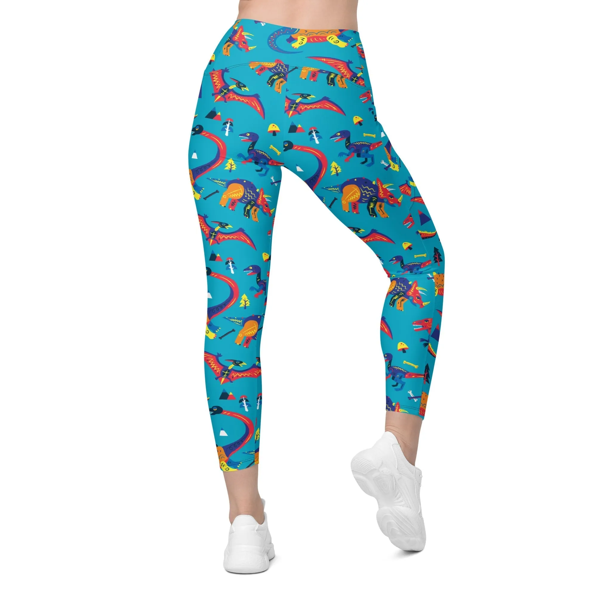 Cute Dinosaur Crossover Leggings With Pockets