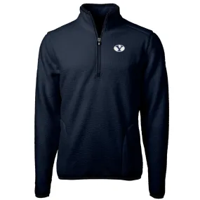 Cutter & Buck BYU Cougars Navy Team Logo Cascade Eco Sherpa Fleece Quarter-Zip Pullover Jacket