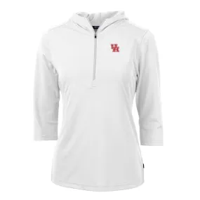 Cutter & Buck Houston Cougars Women's White Virtue Eco Pique Half-Zip 3/4 Sleeve Pullover Hoodie