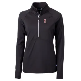 Cutter & Buck Stanford Cardinal Women's Black Adapt Eco Knit Half-Zip Pullover Jacket