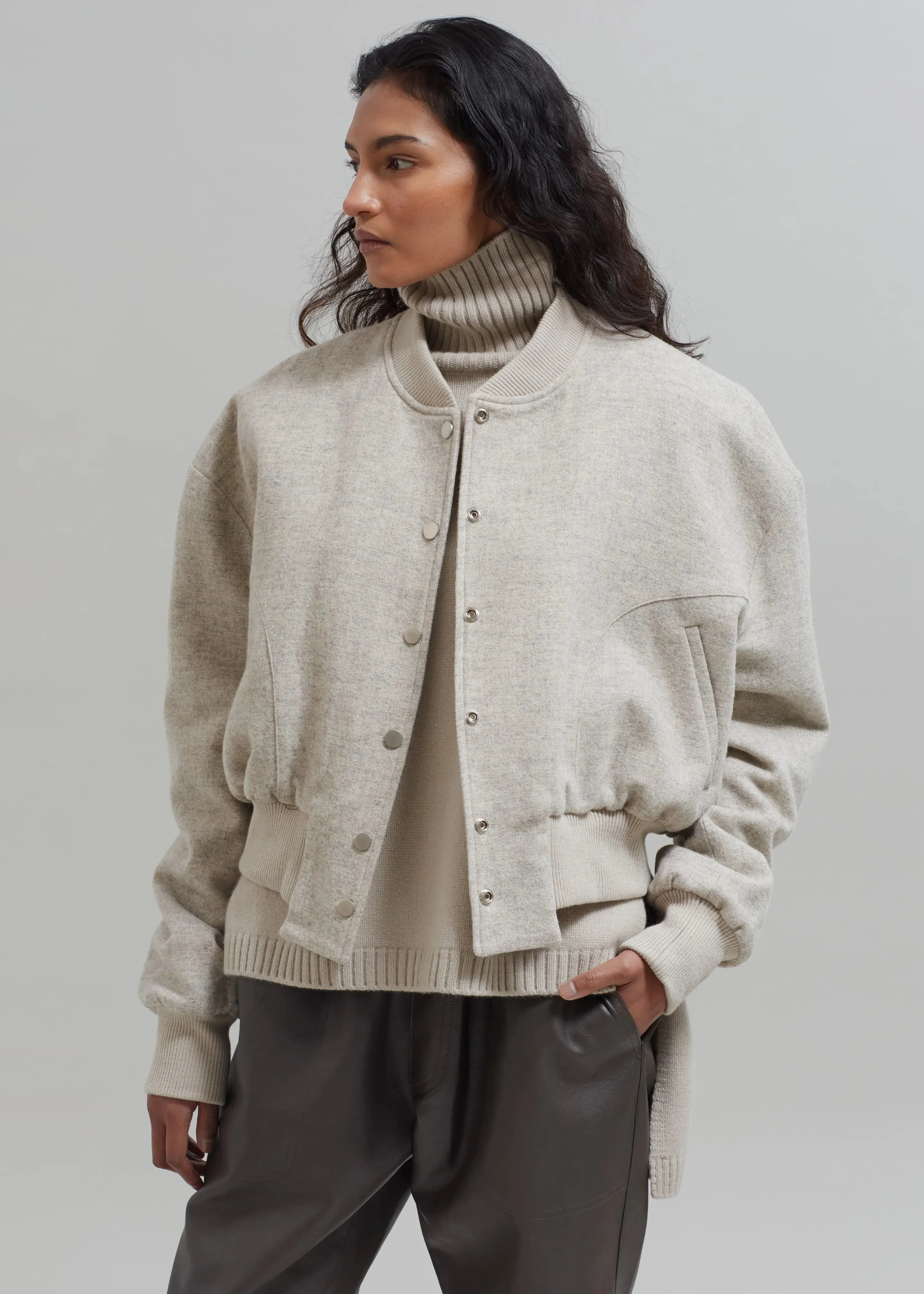 Debbie Wool Bomber - Taupe Melange