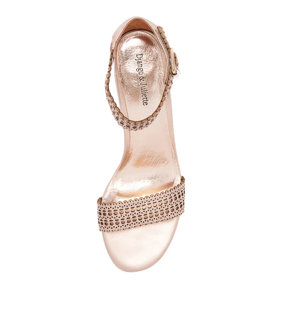 DJANGO & JULIETTE Cosmal Pale Rose Gold Leather Sandals