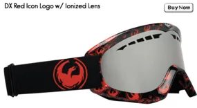 Dragon DX Red Icon Logo Goggles w/ Ionized Lens