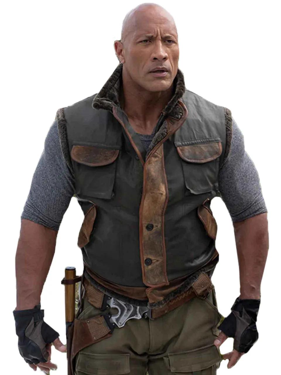 Dwayne Johnson Jumanji Shearling Leather Vest