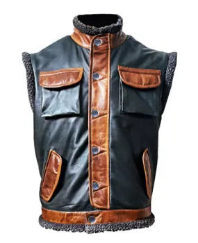 Dwayne Johnson Jumanji Shearling Leather Vest