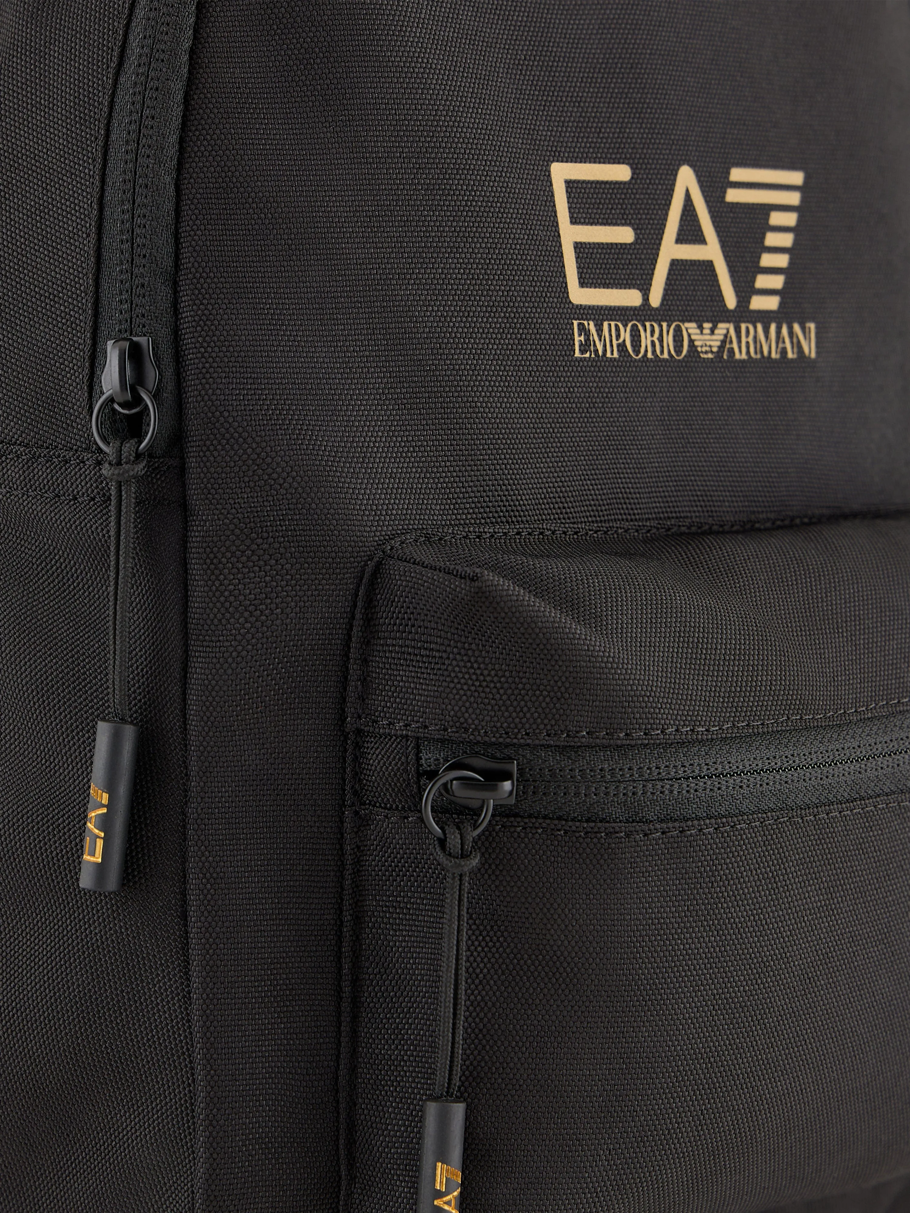 EA7 Emporio Armani Kids Gold Logo Backpack in Black (33cm)