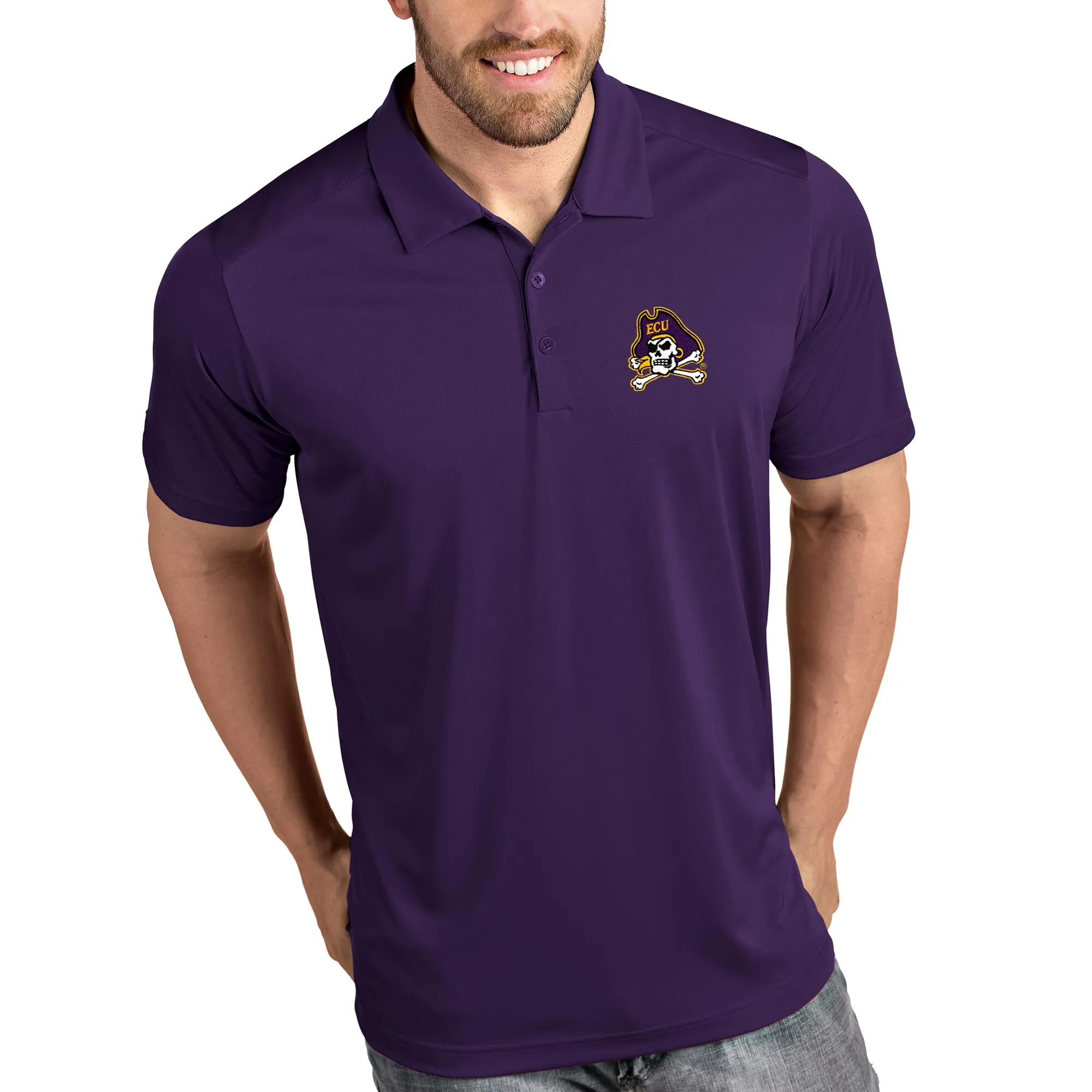 ECU Pirates Antigua Tribute Polo - Purple