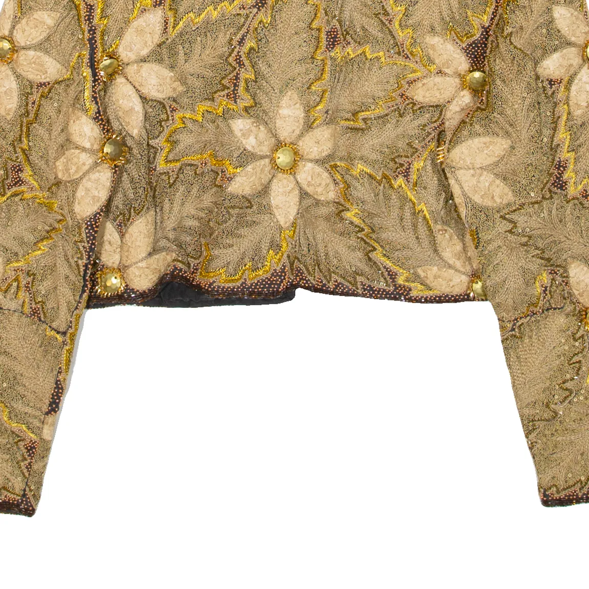 ELLA SINGH Cropped Womens Jacket Gold 90s Floral M