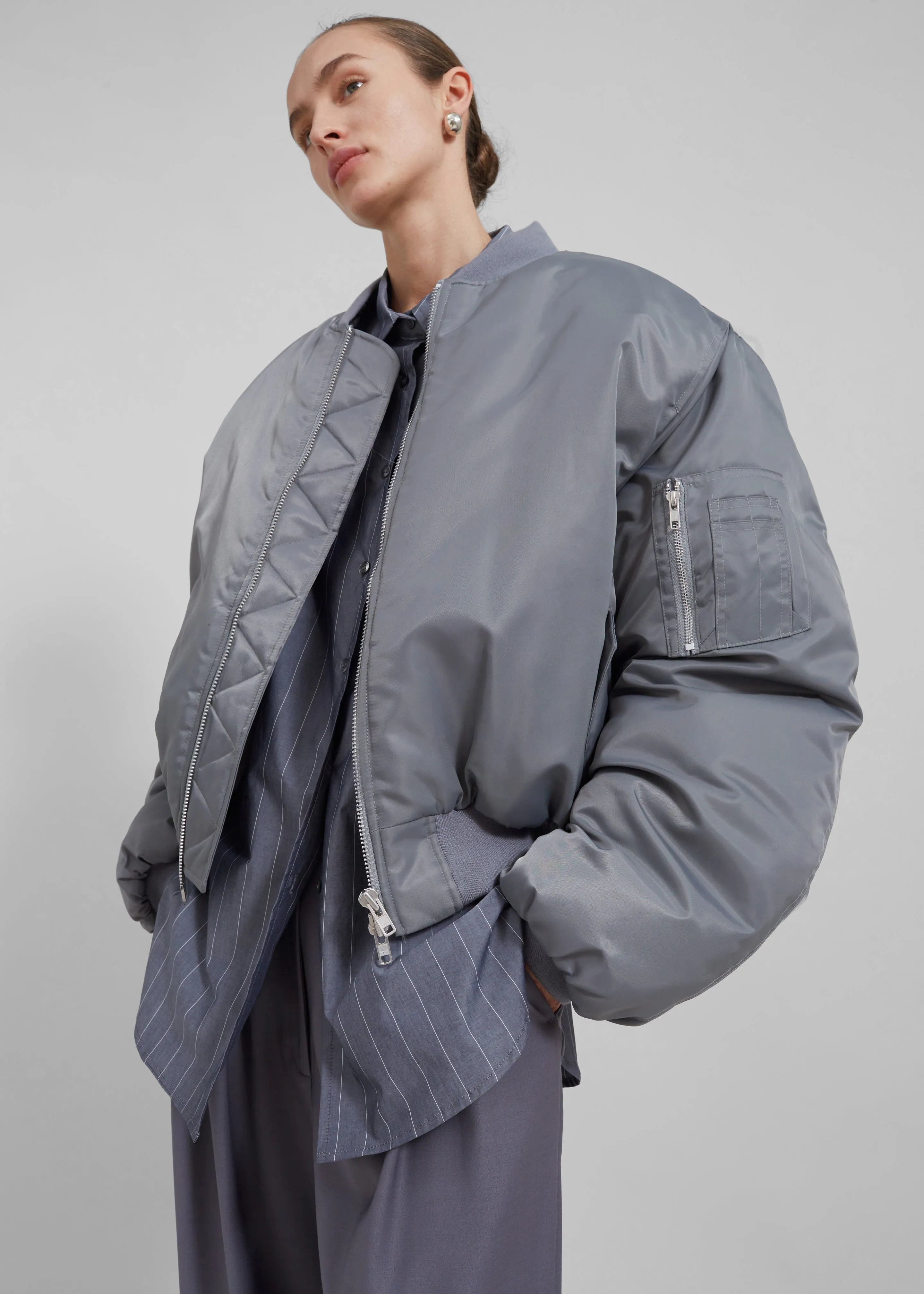 Erina Padded Bomber - Grey