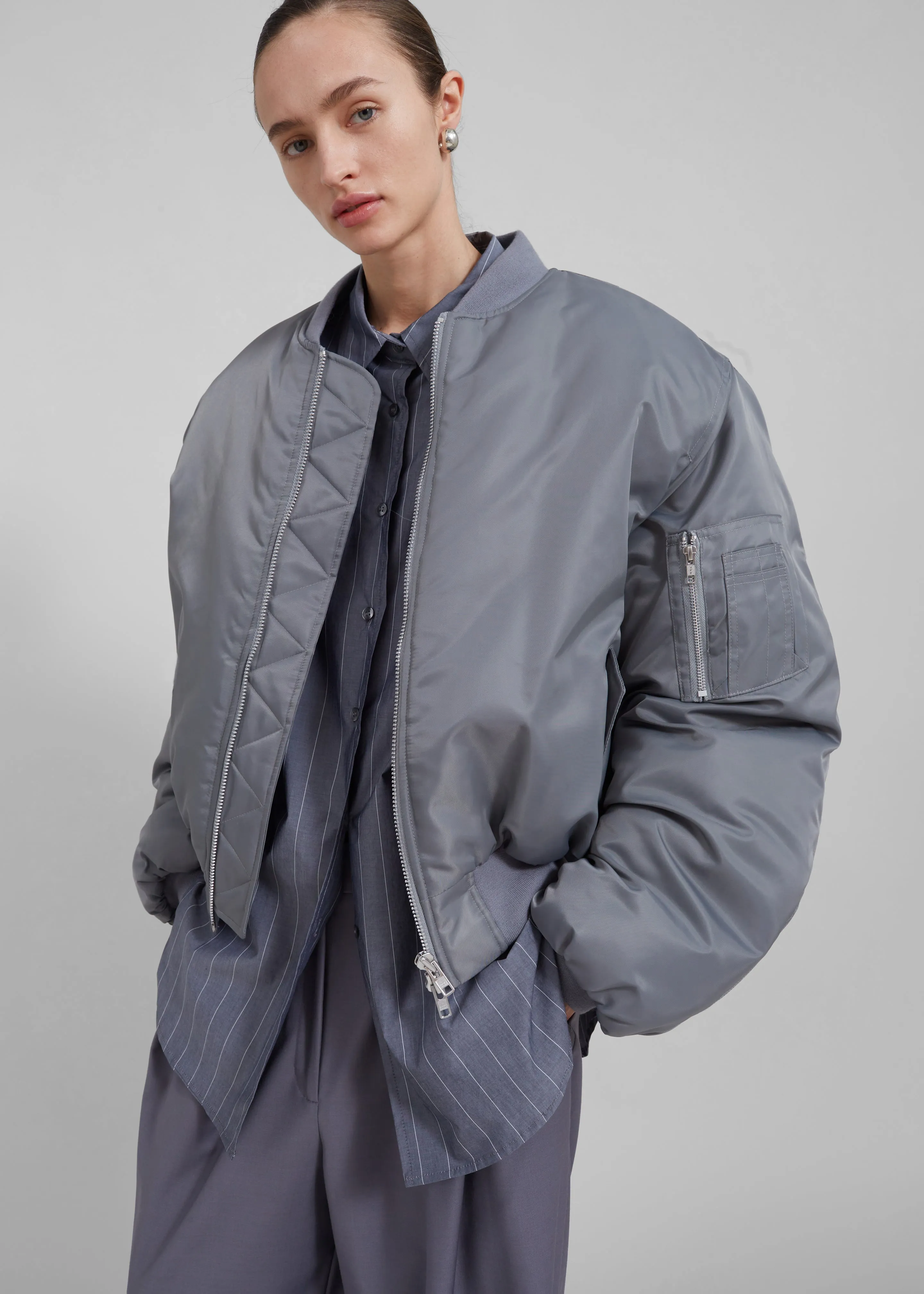 Erina Padded Bomber - Grey