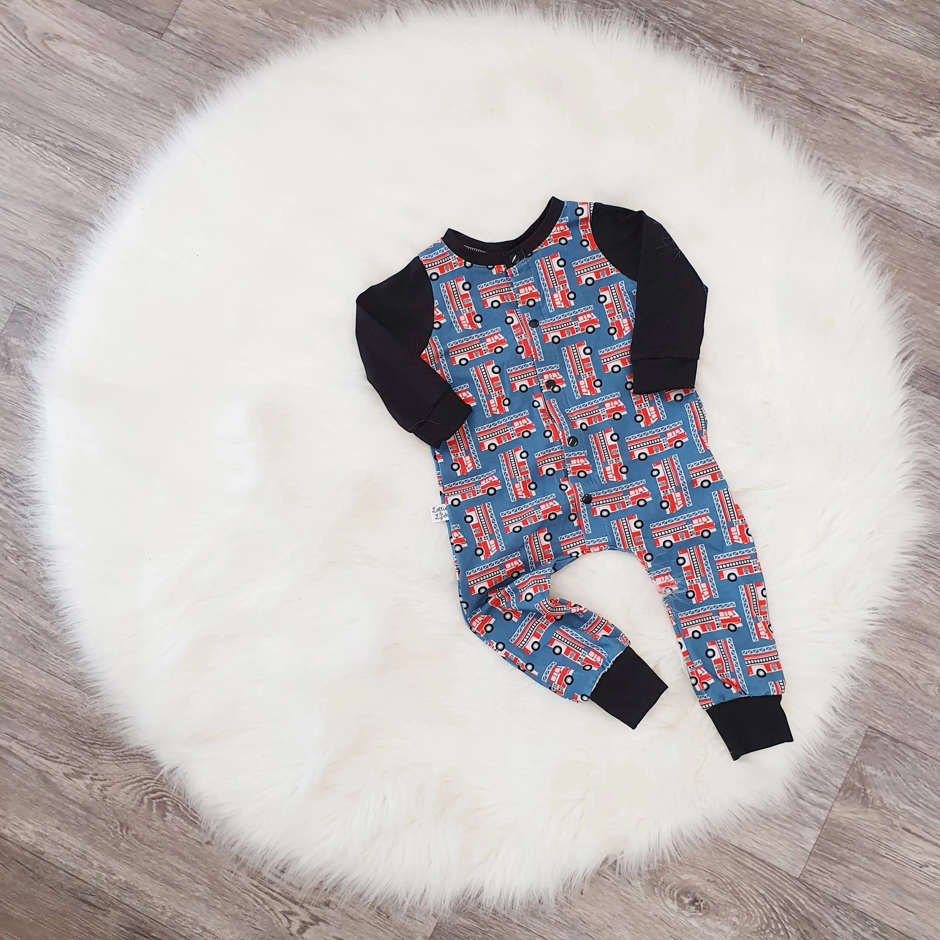 Fire Engine Long Leg Popper Romper