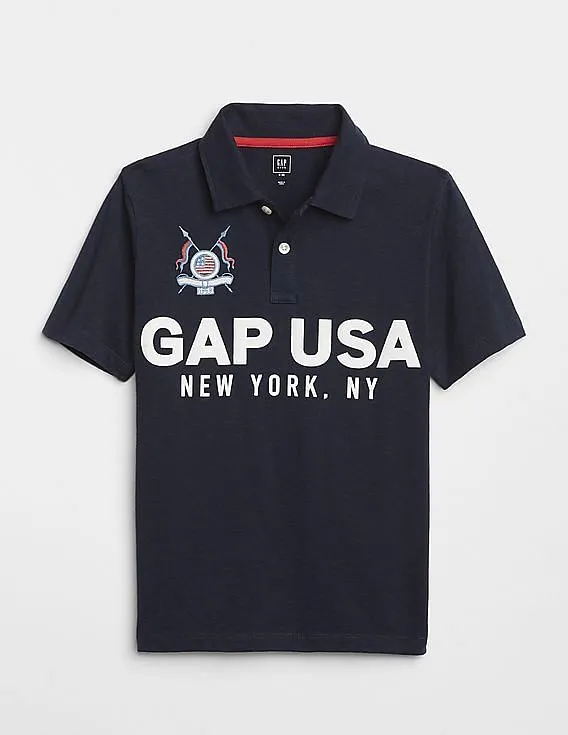 GAP Boys Blue Flag Polo Shirt