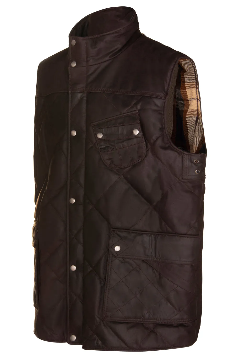 Gardening Walking Fashionable Quilted Leather Body-Warmer Waistcoat in Waxed Nubuck